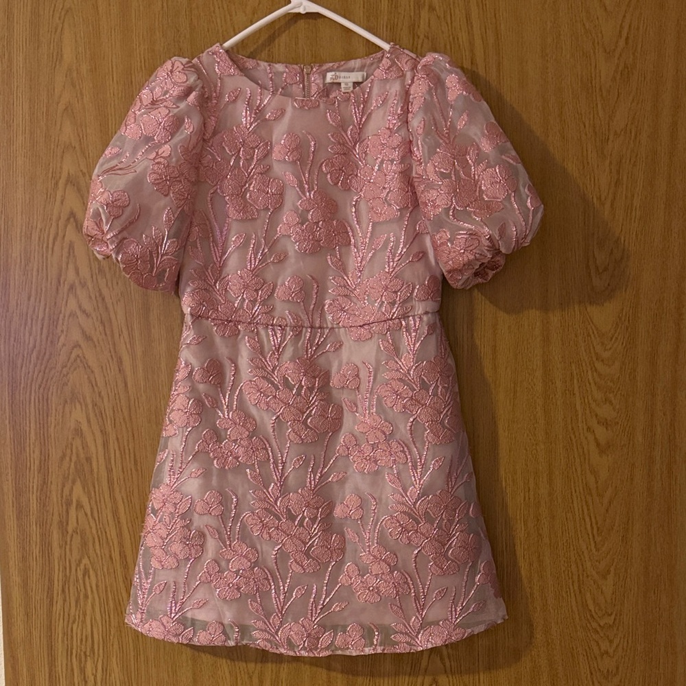 GB Girls Shimmering Pink Embroidered Dress
